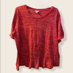 Terra & sky red tee shirt with small white stripes